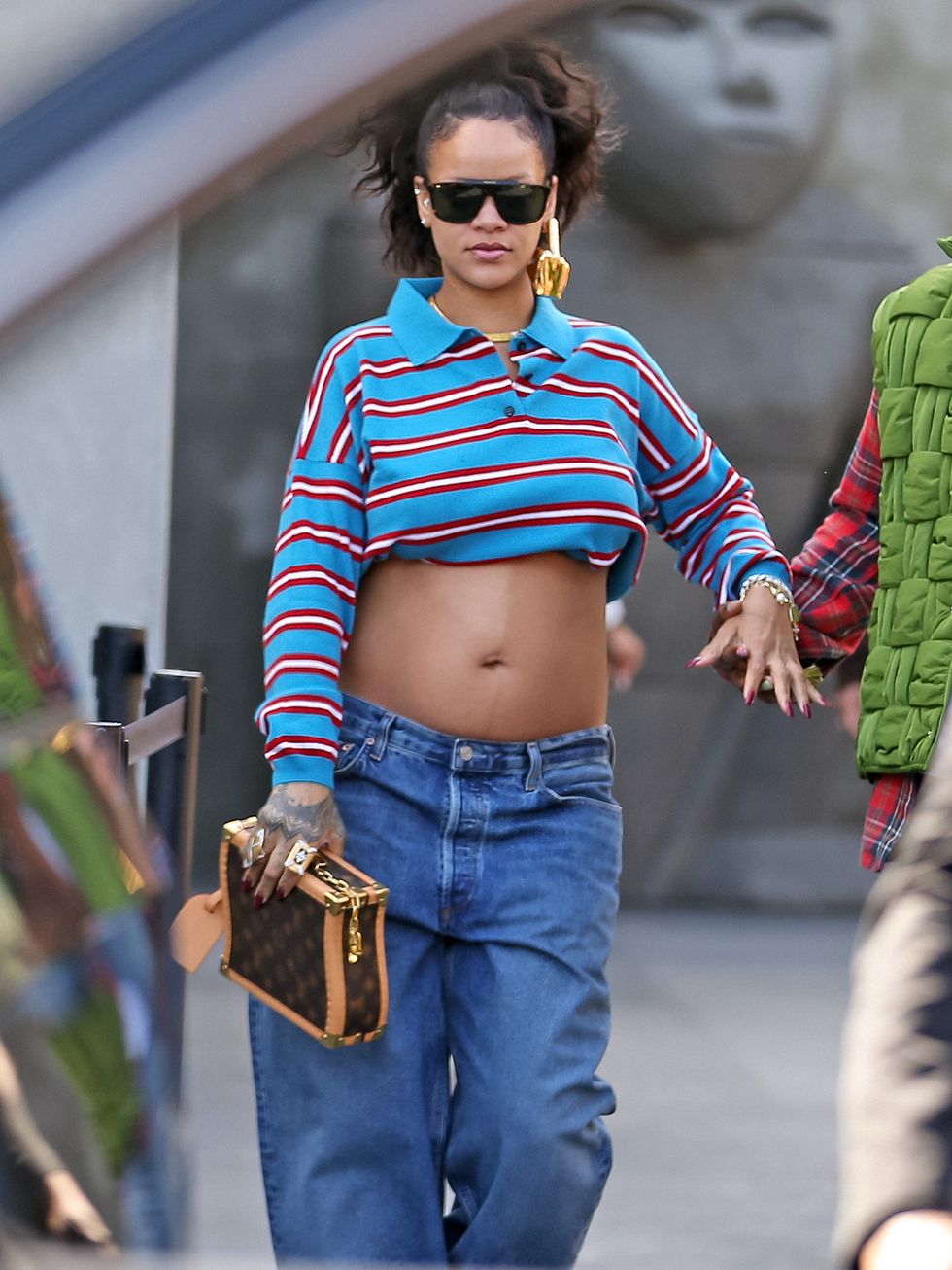 Rihanna Shows Off Baby Bump in Crop Top and LowRise Jeans on Day Date