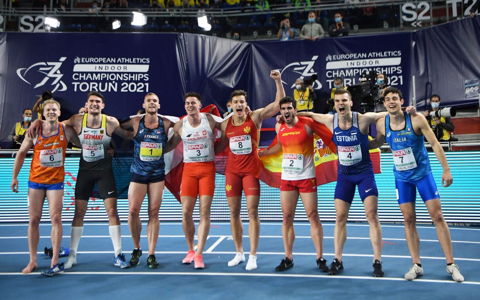 jorge ureña, kevin mayer con el resto de heptatletas de torun 2021