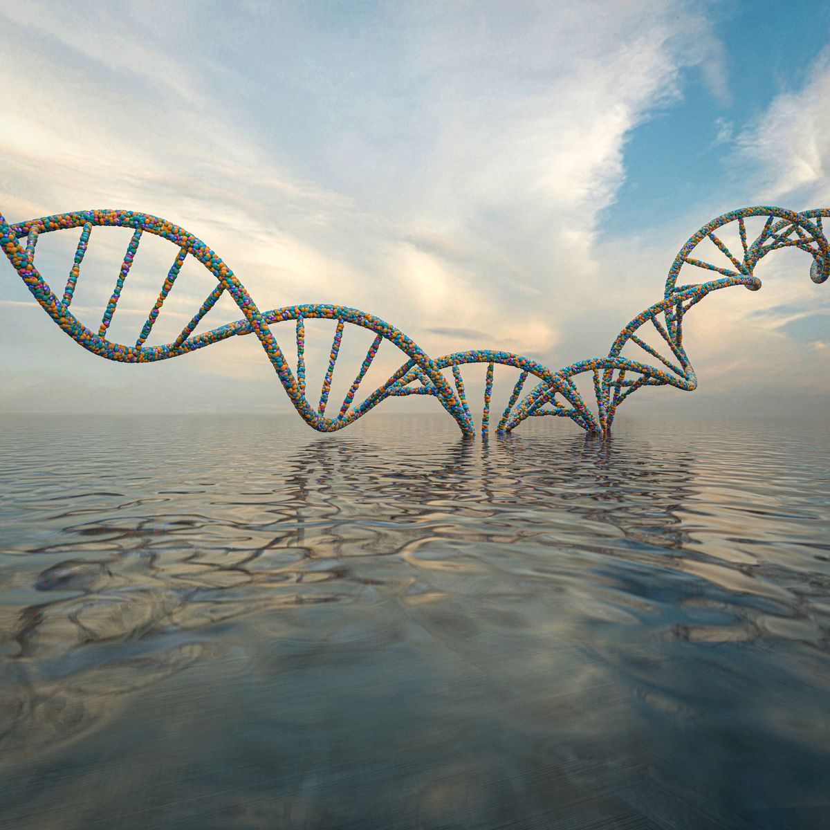 dna rising out of water, illustration