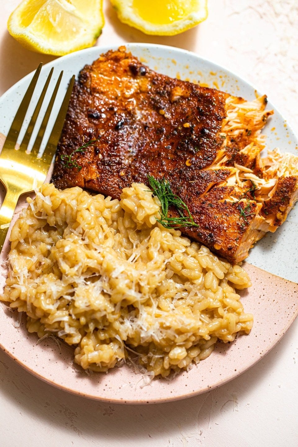 cajun salmon with parmesan risotto