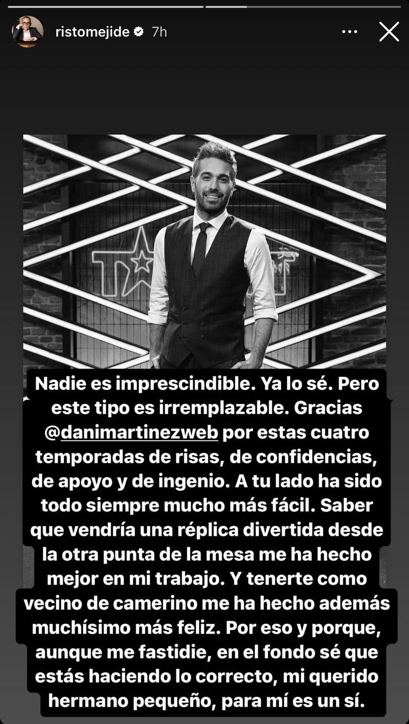 risto le dedica unas palabras a dani