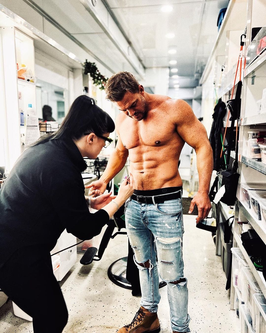 Alan Ritchson Shares a Shirtless Photo From the Set of 'Reacher