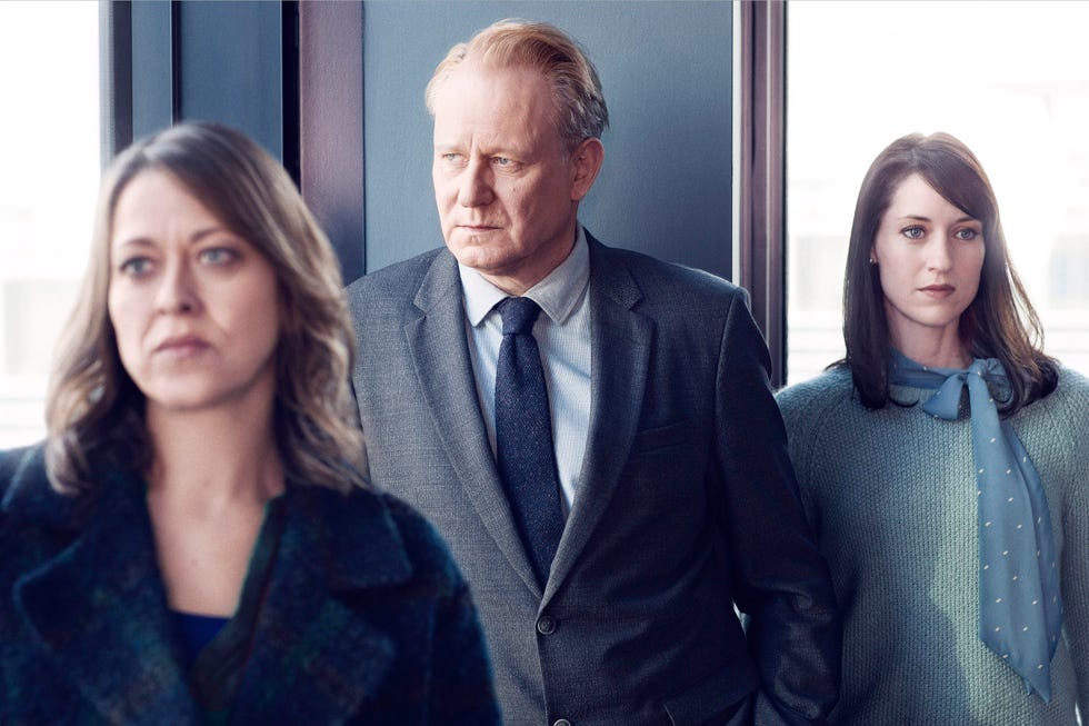 warning: embargoed for publication until 00:00:01 on 25/08/2015 programme name: river tx: n/a episode: river (no. generics) picture shows: stevie (nicola walker), john river (stellan skarsgard), rosa (georgina rich) (c) kudos photographer: nick briggs