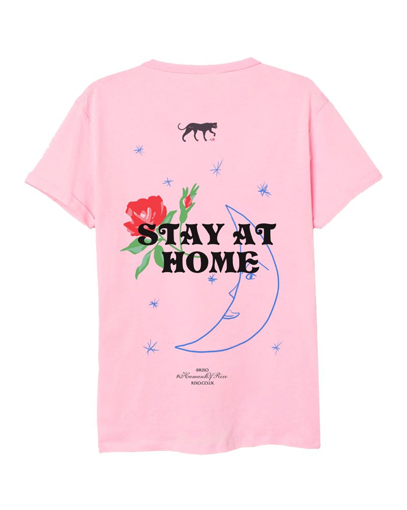 rixo ‘stay at home’ t shirt of which 50 profits will go to nhs charities covid 19 urgent appeal