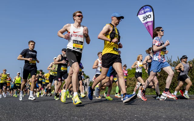 group of runners taking part in the 2025 london marathon