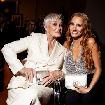 glenn close and jessica chastain attend the ralph lauren holiday 2024 runway show front row