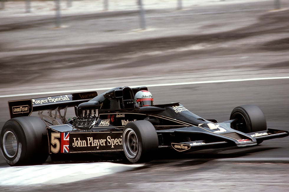 Mario Andretti, Lotus Ford 78, Grande Prêmio da França, Dijon Prenois, 3 de julho de 1977. (foto de Bernard Cahier/Getty Images)