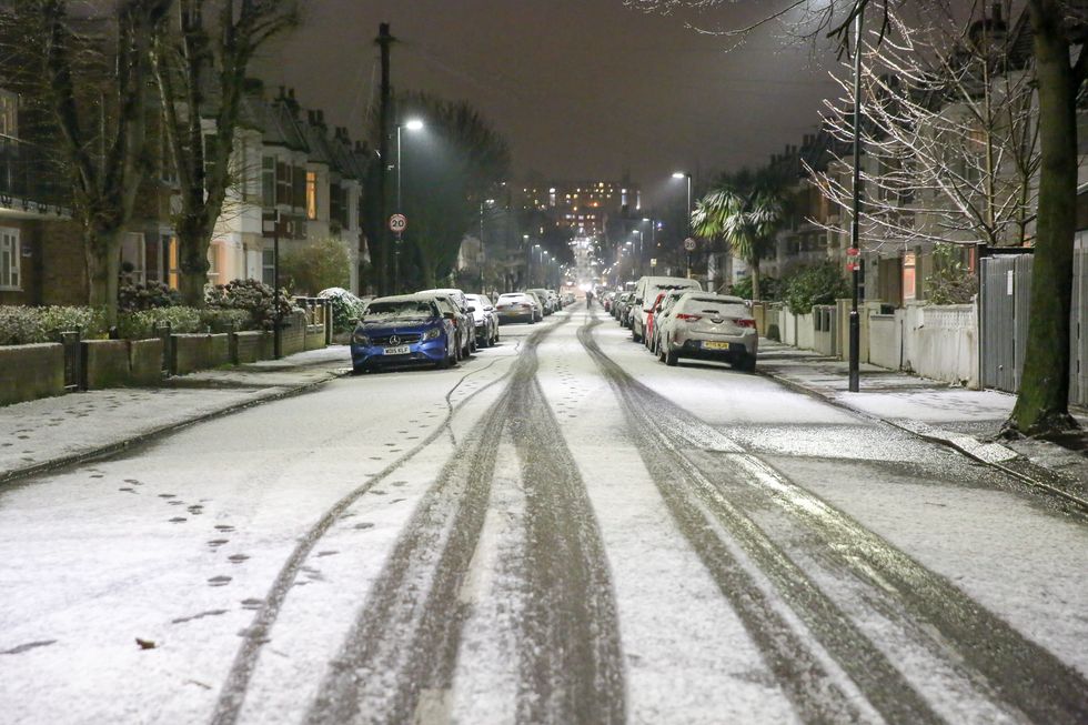 A Road seen covered in snow in North London...