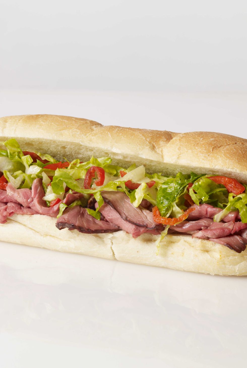 roast beef with romaine lettuce and cherry pepper slaw sandwiches