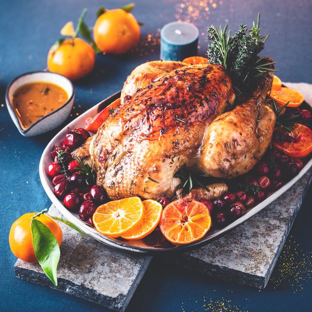 roast christmas turkey with orange and bay