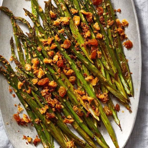 healthy thanksgiving sides roasted asparagus with anchovy breadcrumbs