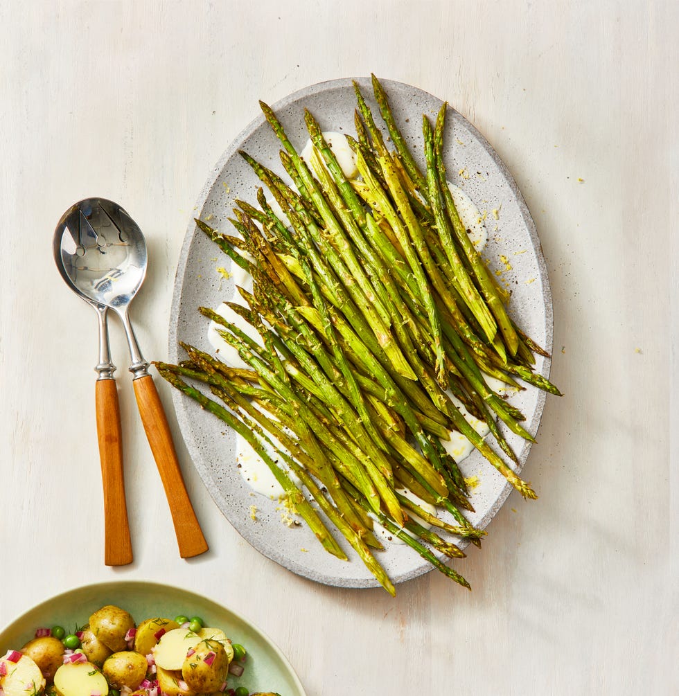 roasted asparagus with creamy feta