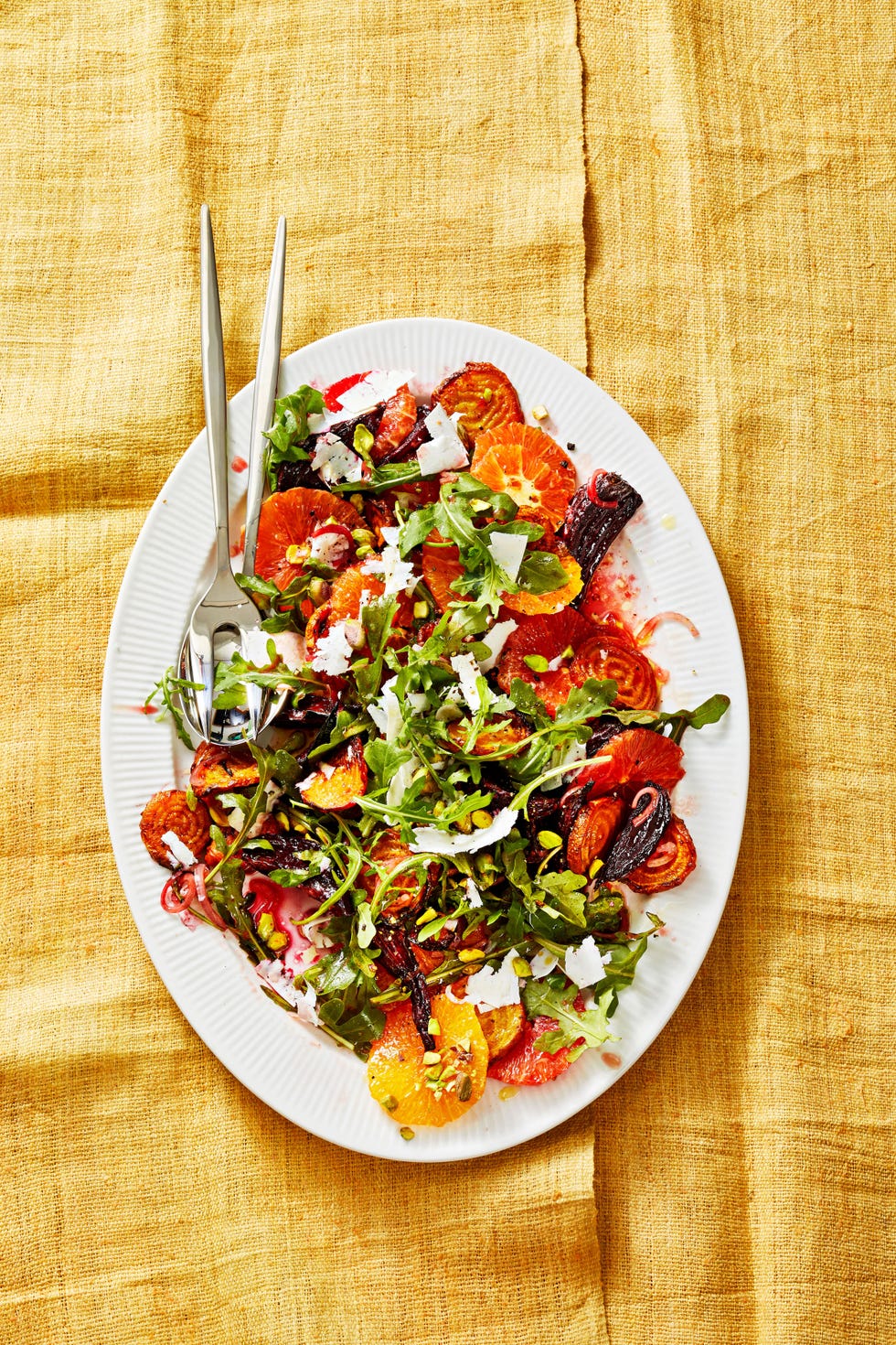 roasted beet and orange salad on a white plate