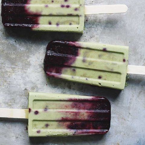 roasted blueberry and matcha popsicle