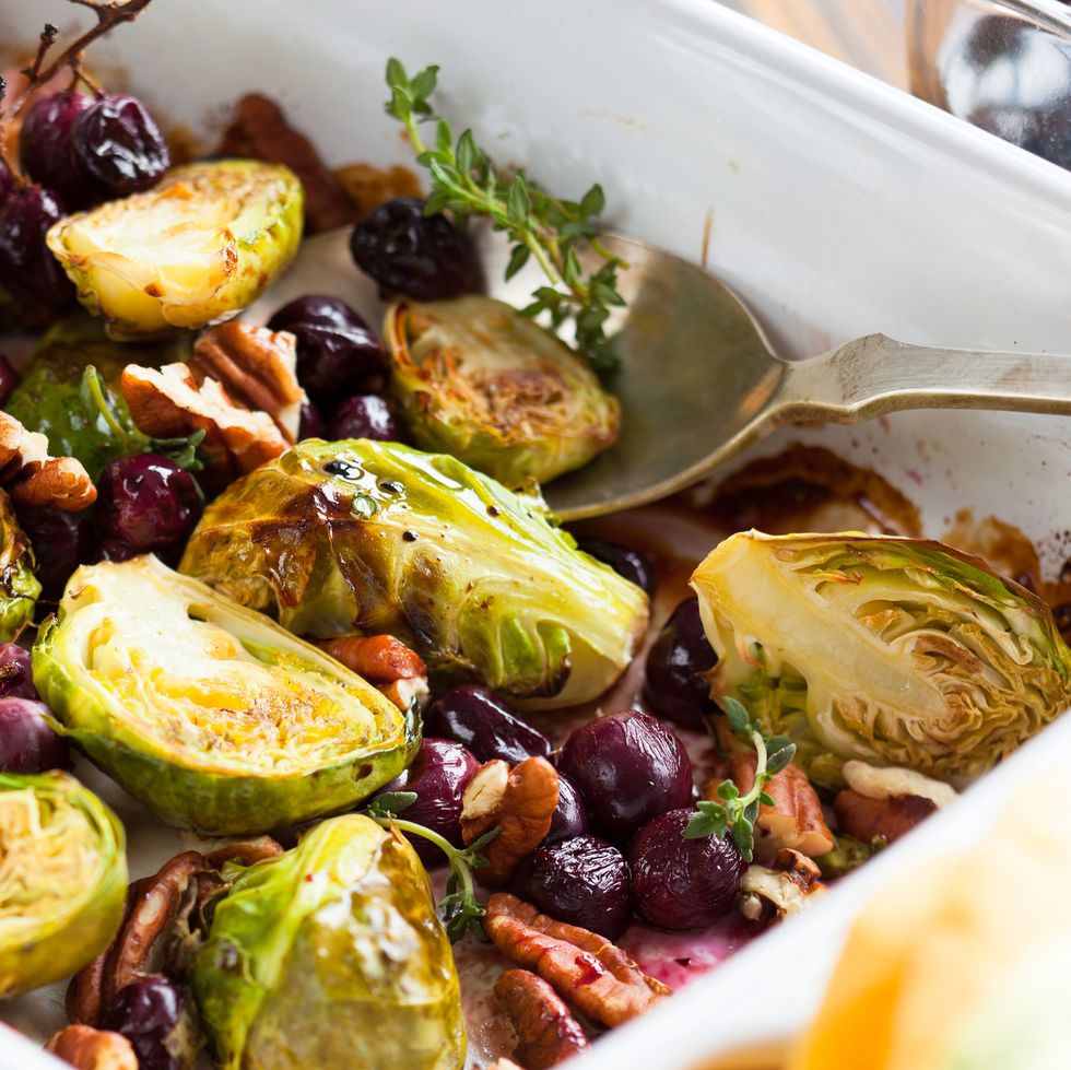 roasted brussel sprouts cut in half