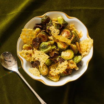 Roasted Brussels Sprouts with Parmesan Crisps roasted brussels sprouts with parmesan crisps