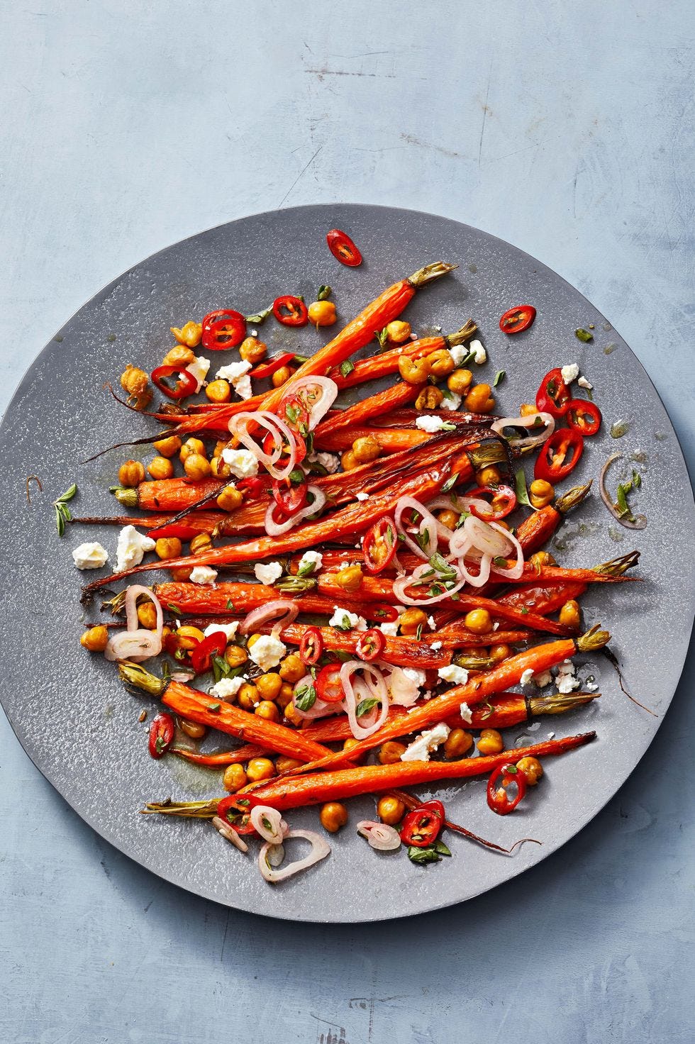 healthy air fryer carrots and chickpeas on a plate