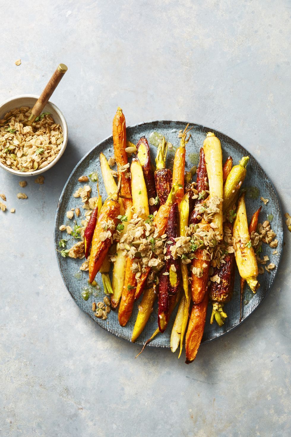 roasted carrots with cumin thyme granola