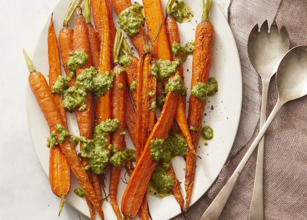 Roasted Carrots With Carrot-Top Pesto