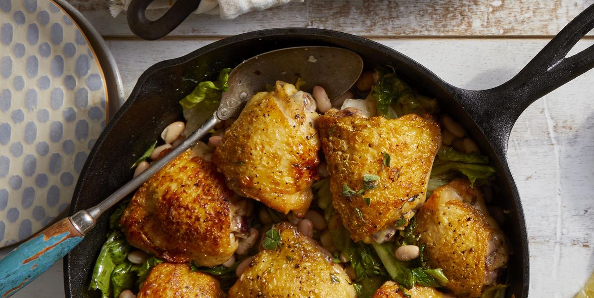 chicken thighs with white beans and escarole