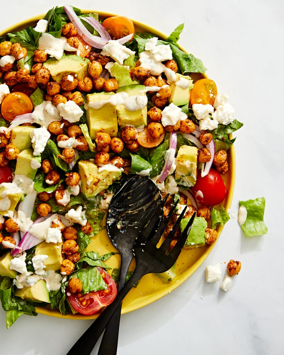 roasted chickpea and avocado salad