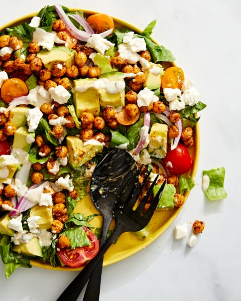 roasted chickpea and avocado salad