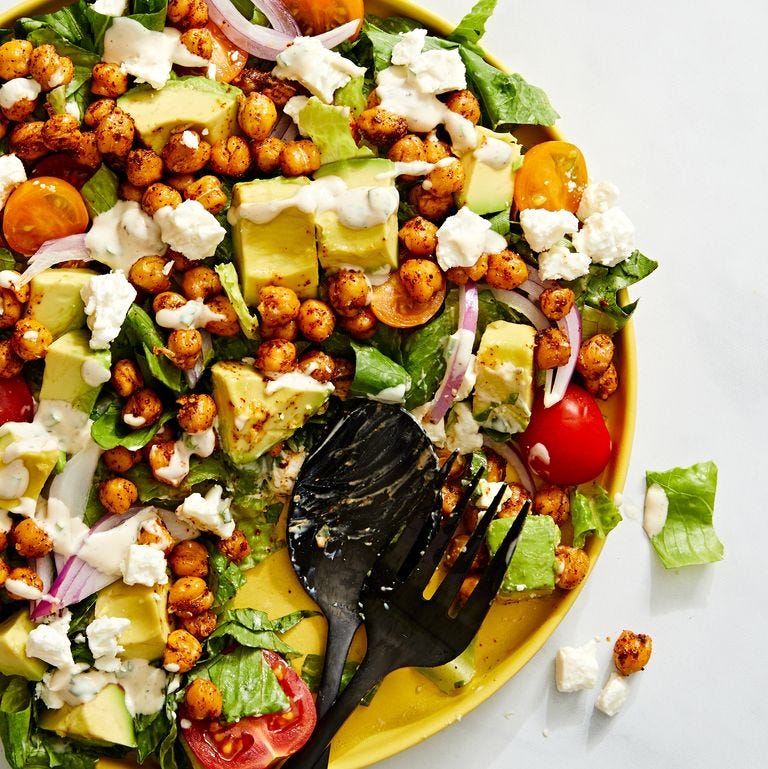 roasted chickpea and avocado salad