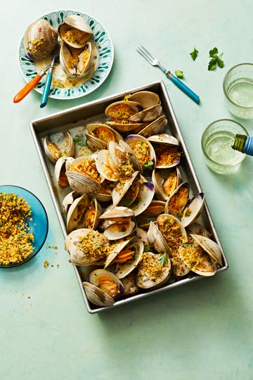 roasted clams with lemony panko