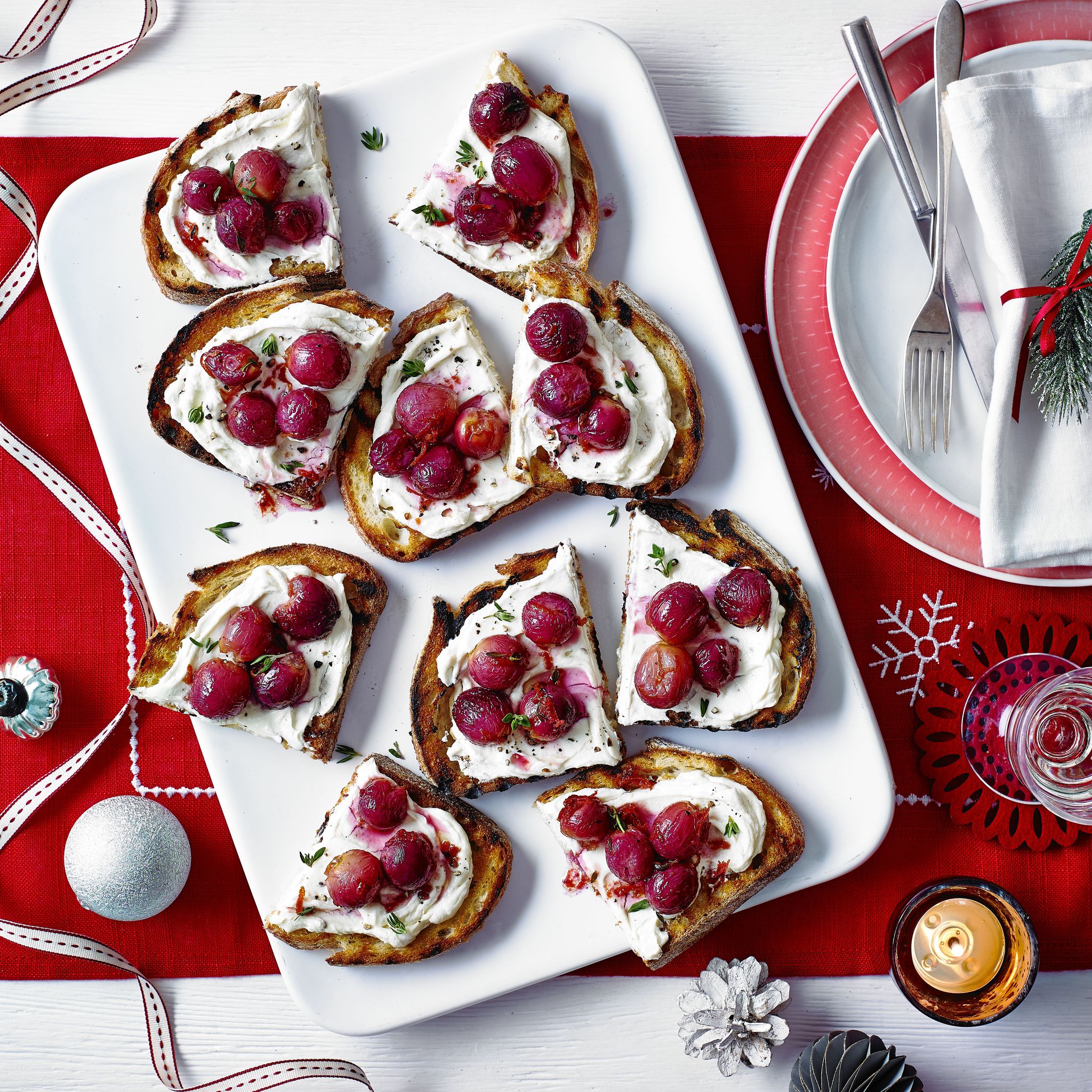 best canape recipes roasted grape and goat’s cheese toasts