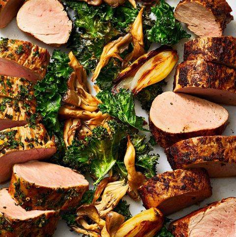 vegan roasted kale and mushrooms
