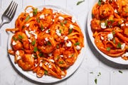 roasted red pepper shrimp linguine