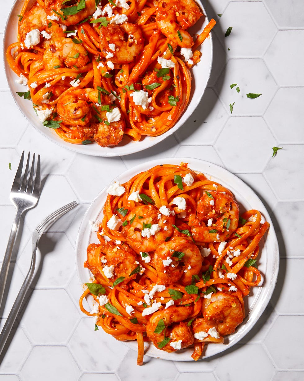roasted red pepper shrimp linguine