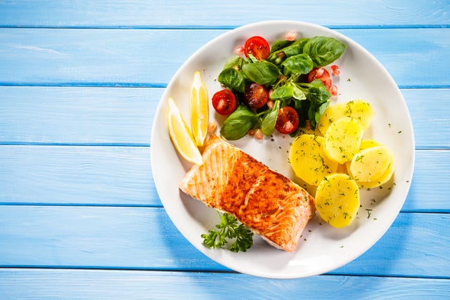 roasted salmon and vegetables