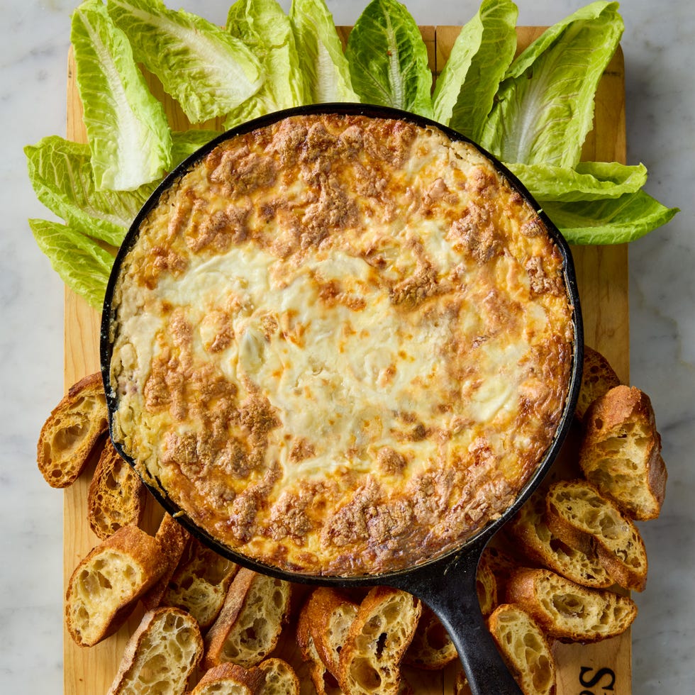 creamy baked dip with veggies and bread