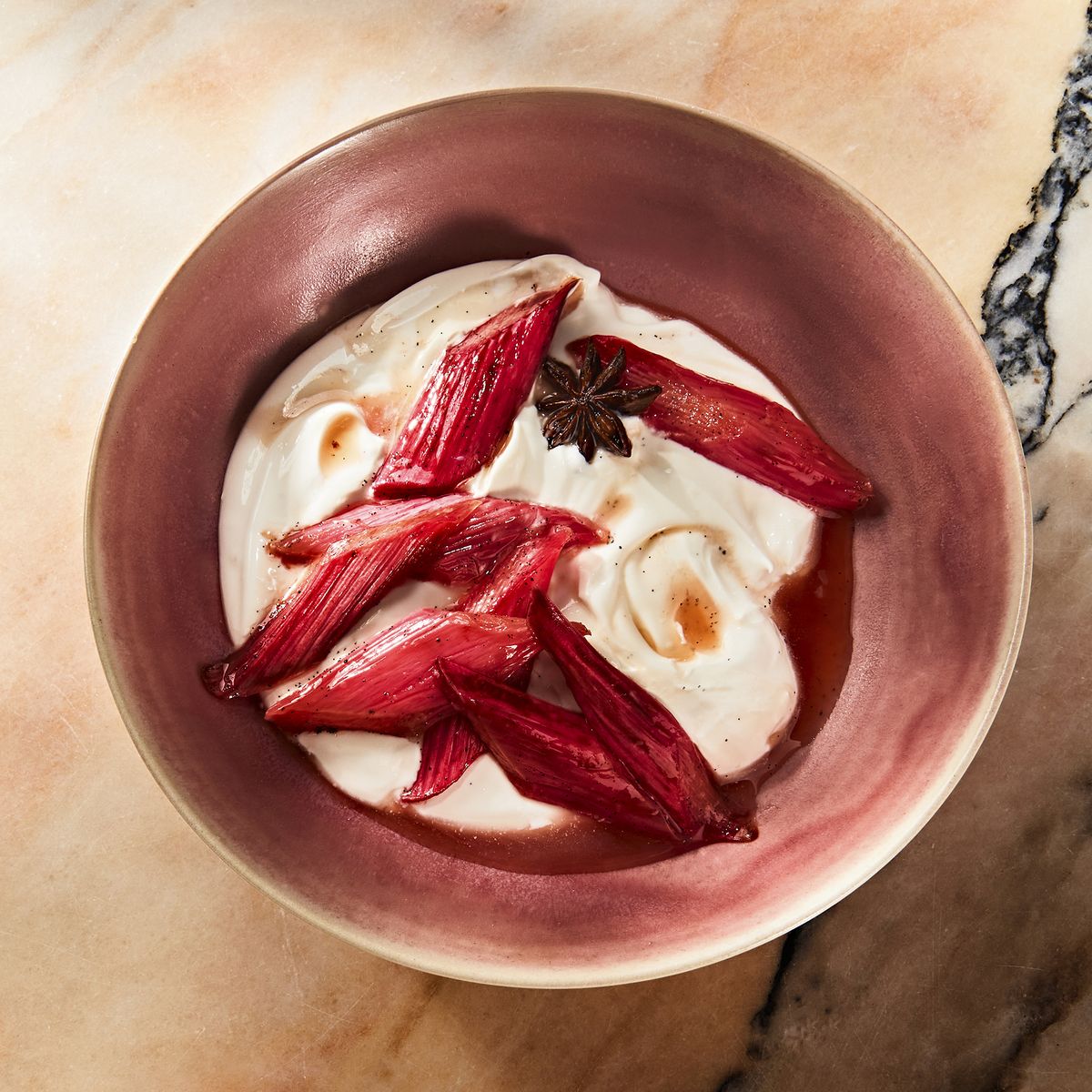 yogurt with roasted rhubarb
