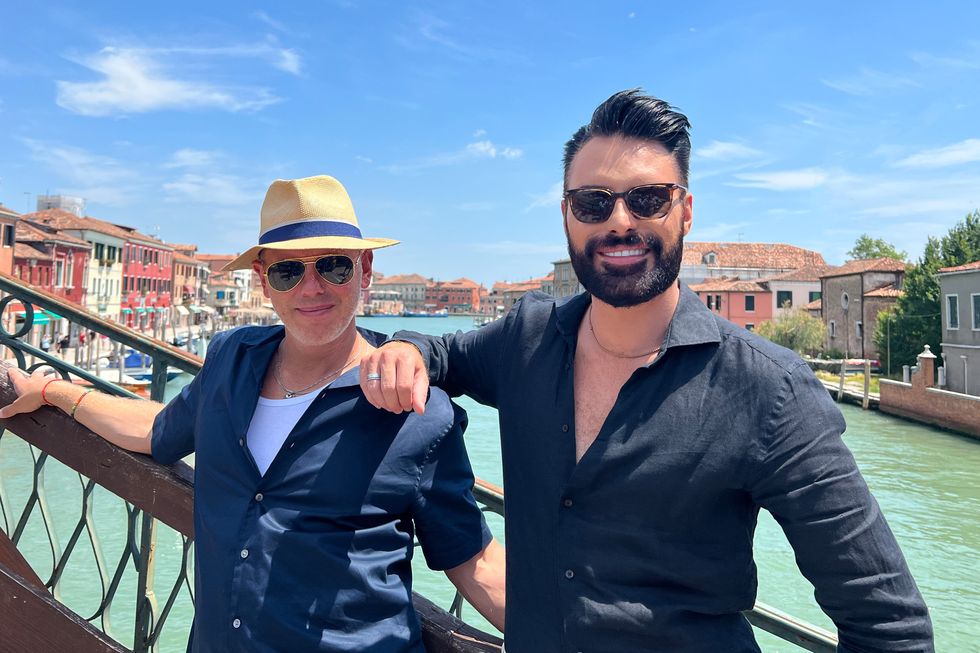 rob rinder and rylan clark in venice during rob and rylan's grand tour