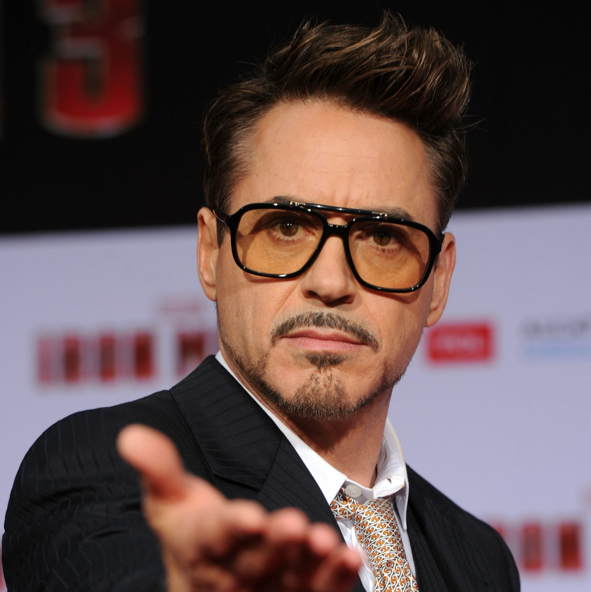 Robert Downey Jr at Iron Man 3 premiere in April 2013