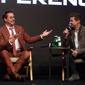 robert downey jr and jeremy renner attend an interview about avengers endgame