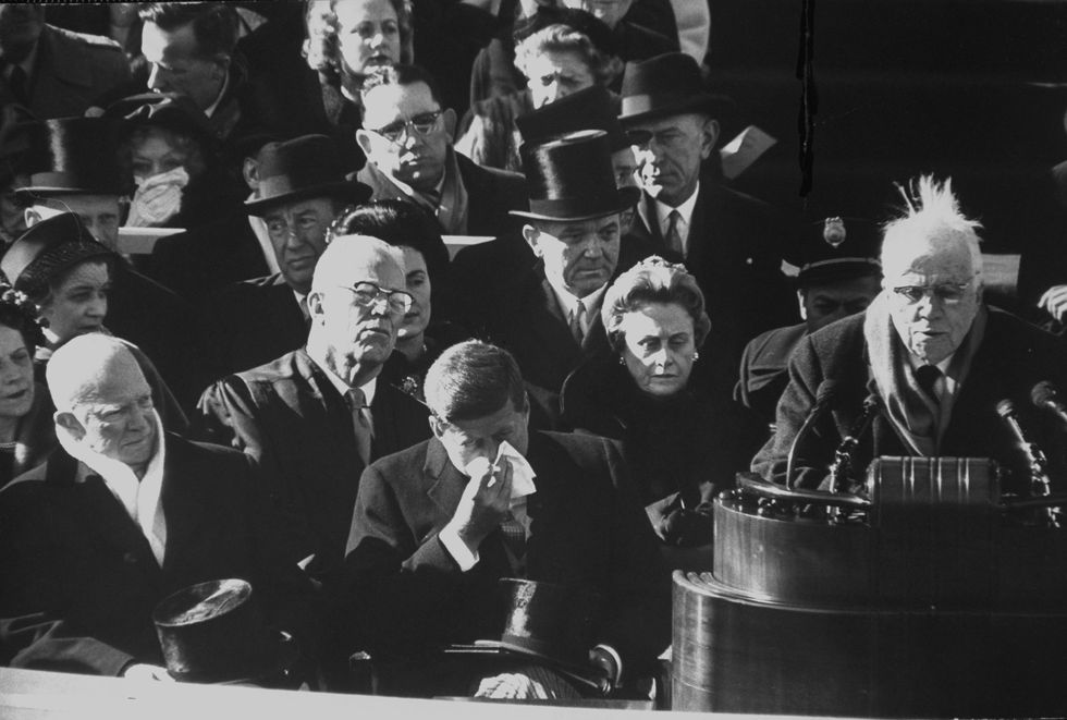 Robert Frost reading one of his poems at the Inaugural Ceremony for President John F. Kennedy