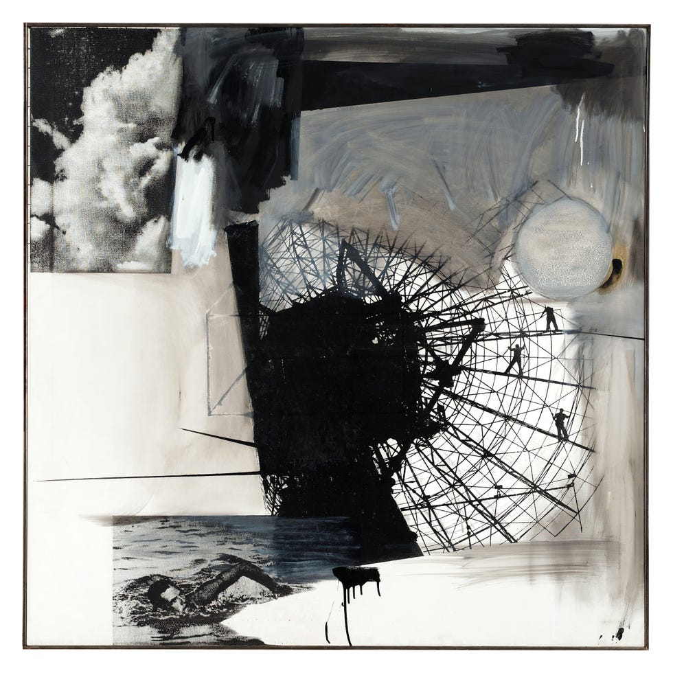 a black and white collage by robert rauschenberg