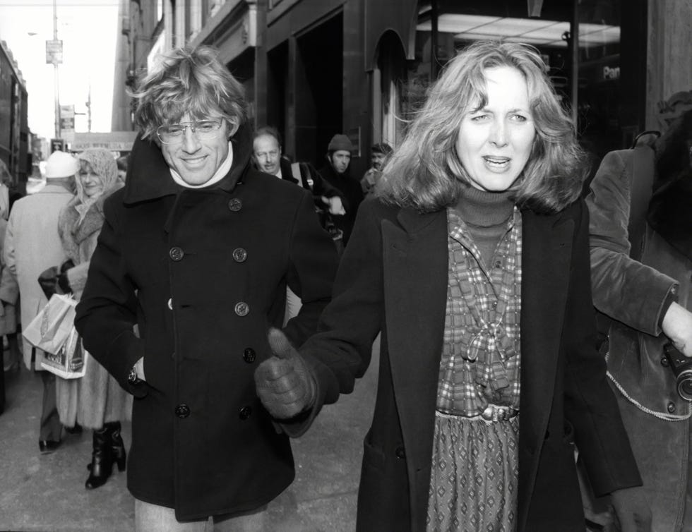 robert redford with unidentified female friend