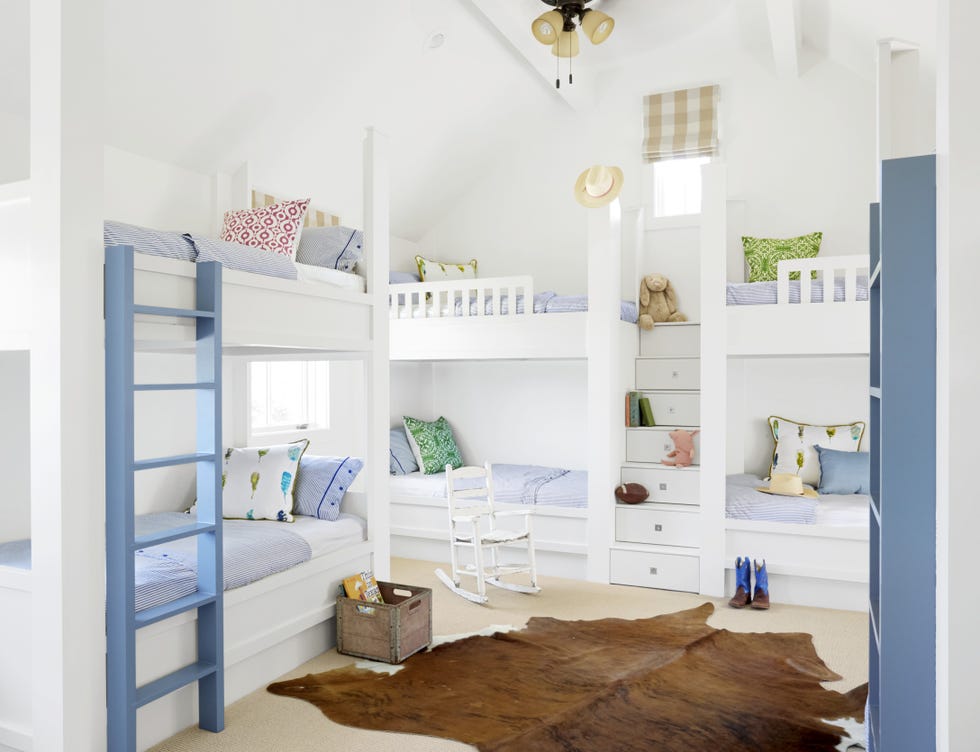 white farmhouse bunk room