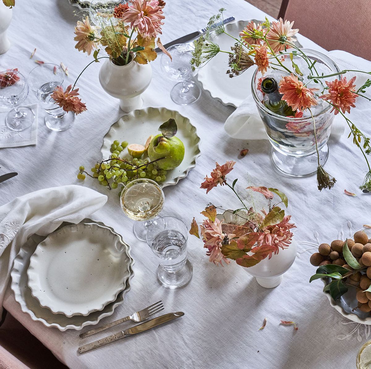 Green and Blush Pink Easter Table Setting - Home with Holliday