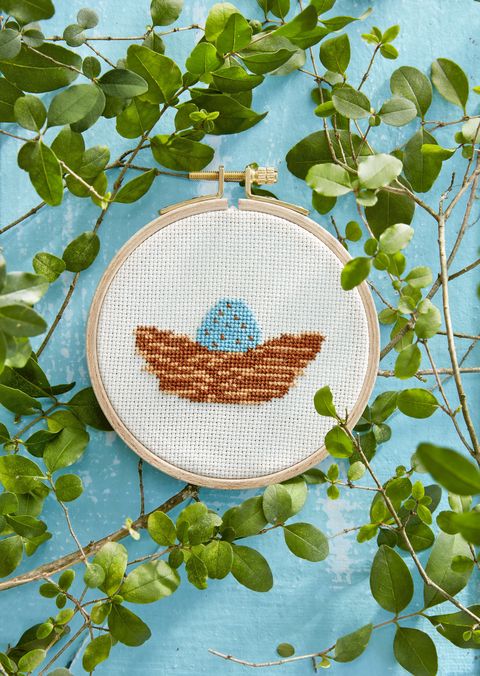 robins egg spring cross stitch pattern