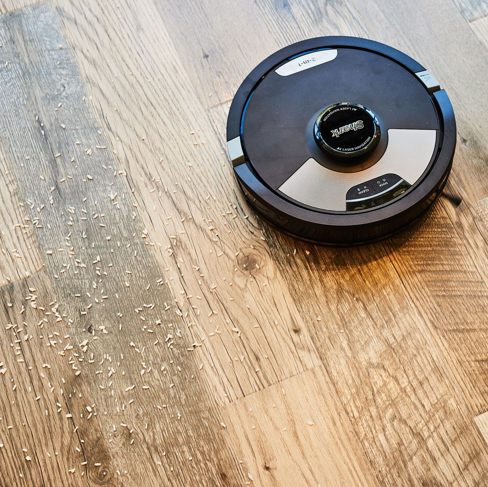 robot vacuum cleaning up grains of rice