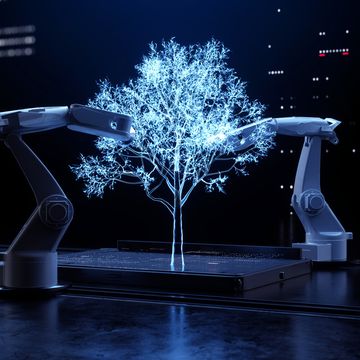 robotic arms making tree