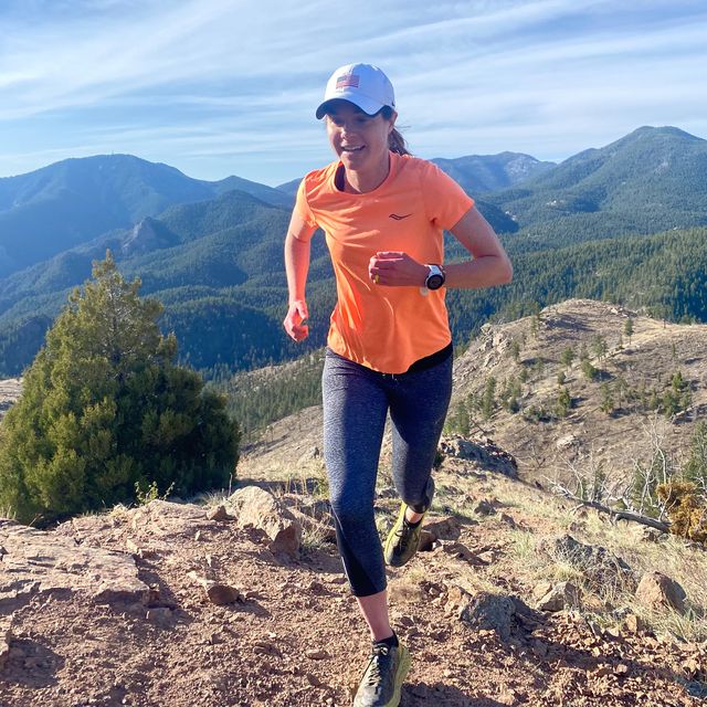 runner and scientist megan roche running on a trail
