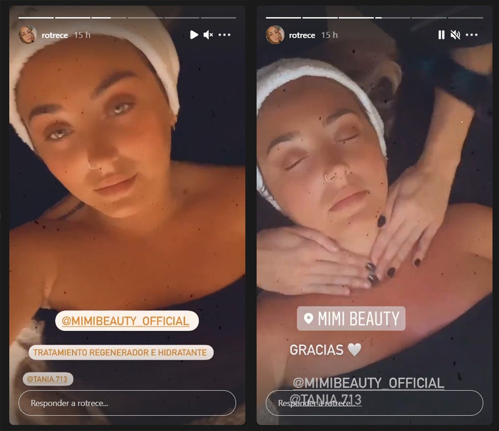 rocío flores sometiéndose a un tratamiento facial