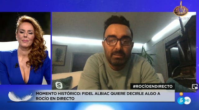 fidel albiac sorprende a rocío carrasco en el directode 'rocío, contar la verdad para seguir viva'