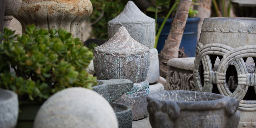 Flowerpot, Pottery, earthenware, Stone carving, Rock, Landscaping, Ceramic, Granite, Cement, Pebble, 